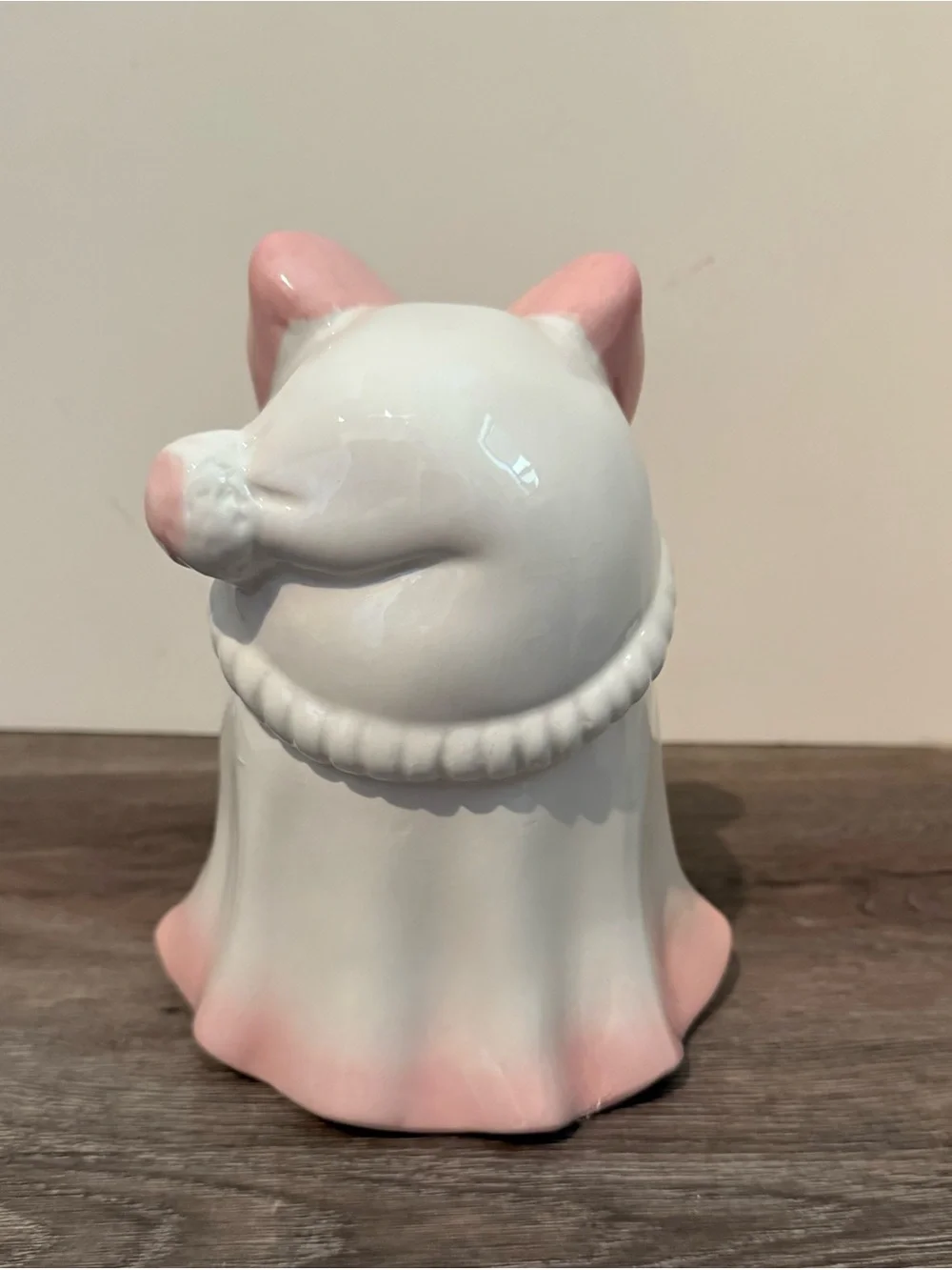 Absolutely Adorable Goblin & Ghoul Light-up Pink Bow Ceramic Ghost- NWT